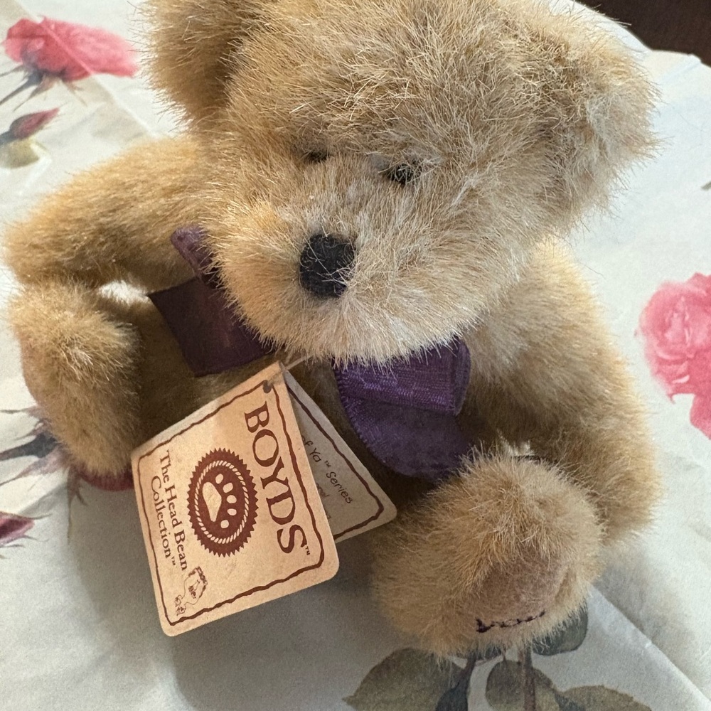 Boyds Plush Teddy Bear with Purple Bow